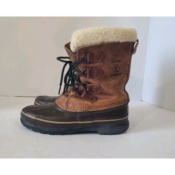 Sorel Alpine Womens Sherpa Insulated Lined Brown Snow Winter Boots 8 - Picture 1 of 9